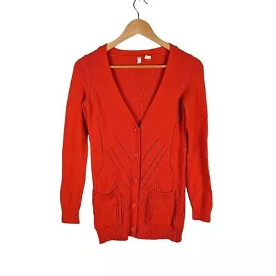 Moth Anthropologie Lightweight Button Cardigan Red Orange XS • $28