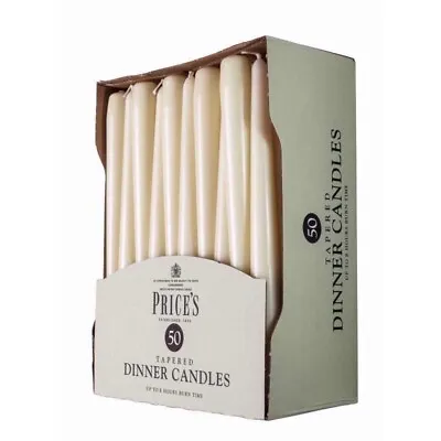 Price's Unwrapped Tapered Dinner Candle Ivory - 50 Pack (414330) TRACKED 48HR • £21.61