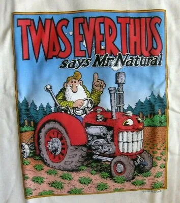 R Crumb Mr Natural Twas Ever Thus Beige Haynes T Cotton Unisex XL New Free Ship • $30