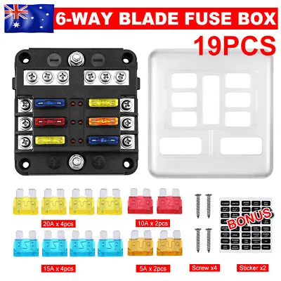 19Pcs 6 Way Blade Fuse Box Block Holder LED Indicator Car Marine 12V 32V Circuit • $19.25