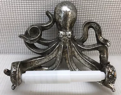 Octopus / Kraken Toilet Paper Holder Antique Silver Look Sea /Beach Decor 8”X 7” • £24.10