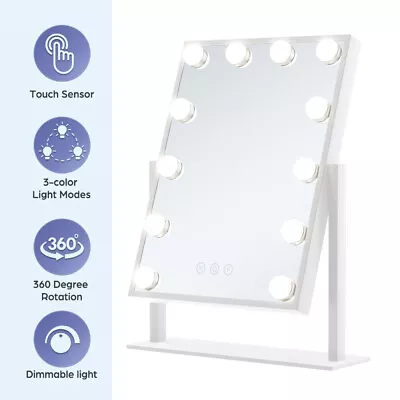 Hollywood Mirror Vanity Make Up Mirror With 12 Lights LED Dressing Table Mirror • £29.89