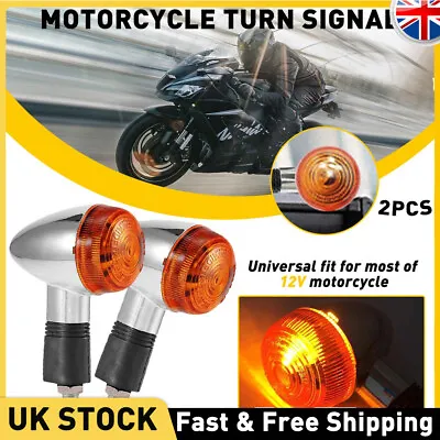 2 Pair Motorcycle Amber Bullet Turn Signal Blinker Indicator Light Universal UK • £11.99
