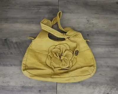 Red Marc Ecko Soft Pebbled Leather Double Strap Hobo Bag Purse Pale Yellow • $49.99