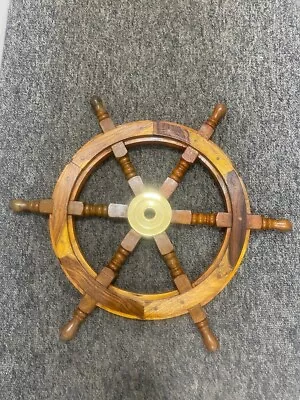 Ships Wooden Boat Pirate Steering Vintage Antique Wheel 24'' Brass Wood Maritime • $53.10