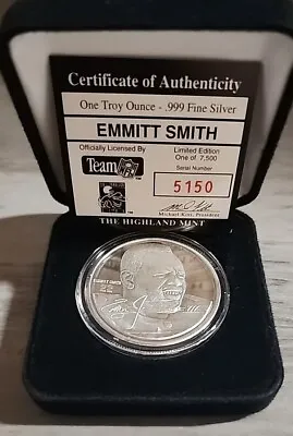 [X1] 1990 NFL Coin 1 Troy Oz .999 Fine Silver - Emmitt Smith Rookie Year • $39.99