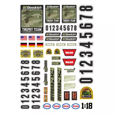 1:18 RC Car Sticker - Trophy Defender Landrover Camel One Life. Crawler C Set • $10.75