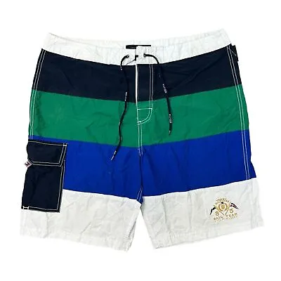 Tommy Hilfiger Swim Shorts Swimwear Sailing Team Blue Green White Mens 36 • £18.99