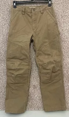 LL Bean Katahdin Iron Works Mens Brown Fleece Lined Canvas Pants Size 30X30 • $24.99