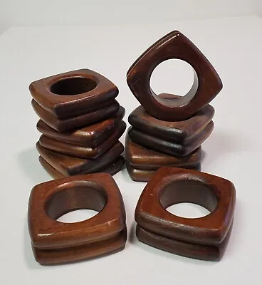 Vintage Set Of 8 Wooden Napkin Rings Holders Ribbed Mid Century Modern MCM Wood • $16.95