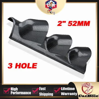 3 Hole New Carbon 52mm 2''LEFT HAND DRIVE Pod A Pillar Triple Mount Gauge Holder • $18.59