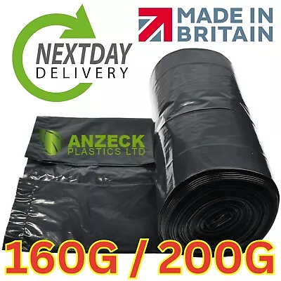 160G / 200G Heavy Duty Refuse Sacks Strong Bin Bags - 25 Liners Per Roll - 80L • £23.25