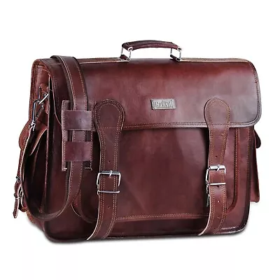 Full Grain Leather Messenger Bag | Brown Leather Laptop Bag | Briefcase Bag 18  • $58.79