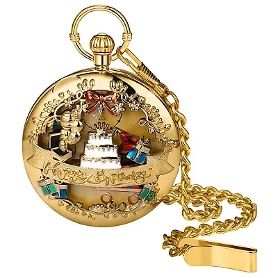 Unique Musical Box Playing《Happy Birthday》Quartz Pocket Watch For Birthday Gifts • $19.69