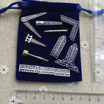 Freemasons Working Tools Desk Gift Set In Silver Tone+velvet Bag • $25