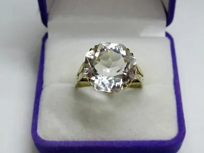 Vintage Soviet Sterling Silver 875 Ring Rock Crystal Women's Jewelry Size 10.75 • $55