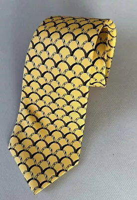 BROOKS BROTHERS MAKERS Yellow Equestrian Belts & Links 3 3/4 Inch Silk MEN'S TIE • $17.95