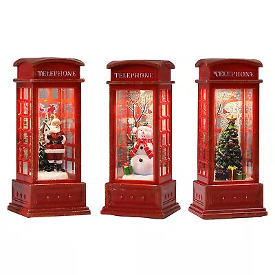  Christmas Phone Booth Old Man Small Oil Lamp Ornament Shopping Mall Window • $11.33