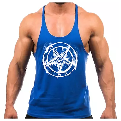 Dripping Pentagram Gym Vest Bodybuilding Muscle Training Weightlifting Top • £8.99