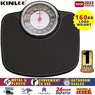 Mechanical Bathroom Scales 160KG Capacity Personal Body Weight Measurement Black • $87.97