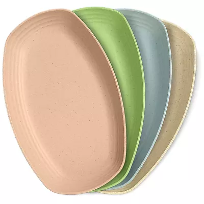 11 Inch 4Pcs Wheat Straw Plates And Bowls Sets - Dishwasher Safe Plates Microwav • $17.49