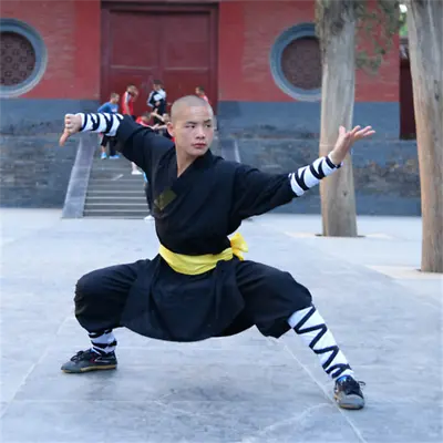 New Shaolin Warrior Monk Kung Fu Suit Martial Arts Wing Chun Black Uniform  • $44.48