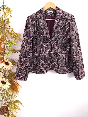 Stunning Gina Bacconi Purple Pink & Multicoloured Paisley Print Velvet Jacket 14 • £24.99