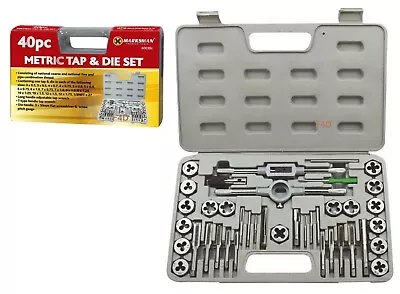 40pc Tap And Die Set Metric Wrench Cuts M3-m12 Bolts Engineers Kit 60039c • £15.99