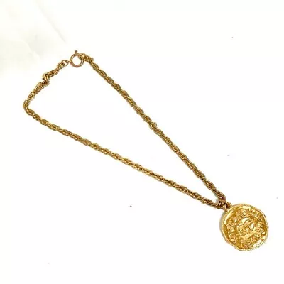 CHANEL BA214178 Medal COCO Mark Chain Pendant Necklace Gold Color Auth Used • £911.54