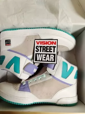 VISION STREET WEAR MC-14000 VSW-7300 MENs US8.5 WHITE×PURPLE High Cut Shoes NEW • $149