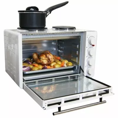 Igenix IG7130 Tabletop Mini Oven Grill & Double Hotplates 30L (Dent 1 Shelf) • £85