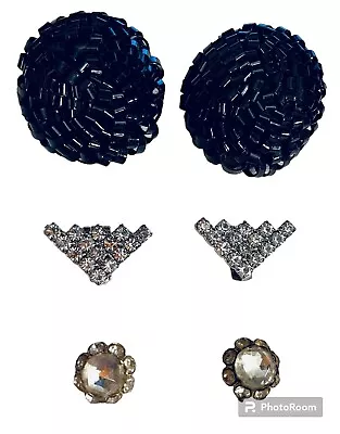 Lot Of 3 Pairs Vintage/Antique Shoe Clips Beaded Rhinestones Sm Med Lge • $11.99