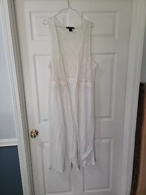 Ashley Stewart White Lace Maxi Cardigan Cover Up Size 18 / 20 (#82) • $12.74