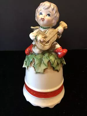 Vintage Lefton Ceramic Christmas Boy Angel Bell Music Box Silent Night Mcm • £12.06