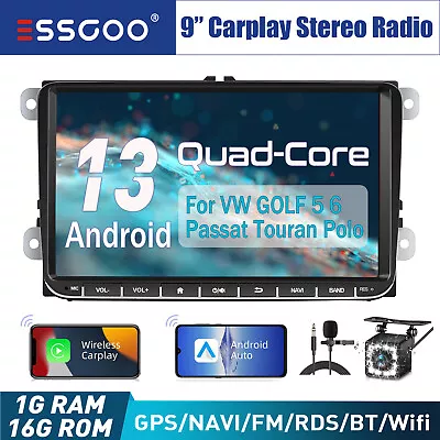 9  Carplay Android 13 Stereo GPS Navigation CAM MIC For VW GOLF 5 6 Passat Jetta • $98.98