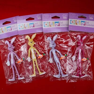 VINTAGE 90's Lot 4 Bendable Flexible Easter Basket Bunny Rabbit Bendy NEW IN BAG • $13.78