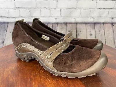 Merrell Plaza Bandeau Chocolate 6.5 Mary Jane Suede Leather Shoes Brown Women's • $16.99