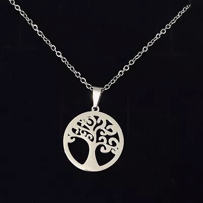 Stainless Steel Silver Spiritual Celtic Family Tree Of Life Pendant Necklace • $12.32