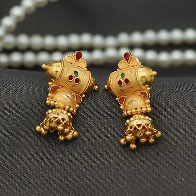 $1613.75 • Buy 22K Yellow Gold Earrings Indian Style Gold Jhumki For Women P2021