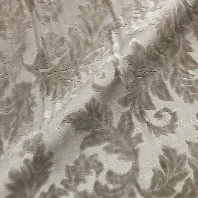 Luxury Taupe Velvet Textured Leaf Damask Woven Upholstery Fabric - 54  • $21.99