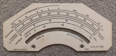 Vintage Avometer Spares - Avometer Model 8 Scale Plate (no 202) • £1.75