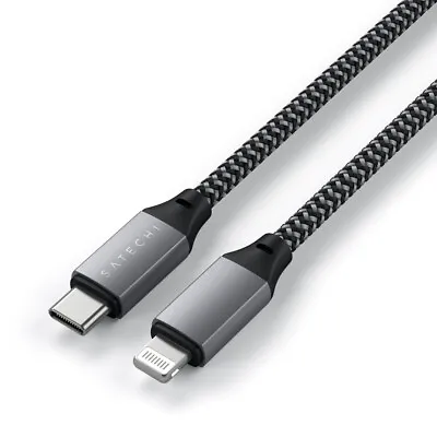 $39 • Buy Satechi USB-C To Lightning 25cm Braided Short Charging Cable For IPhone Grey