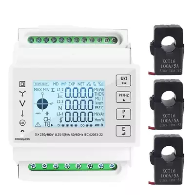 Smart New Energy Monitor Consumption Power Meter 3 Phase Kwh Ammeter With 3Pcs • $130