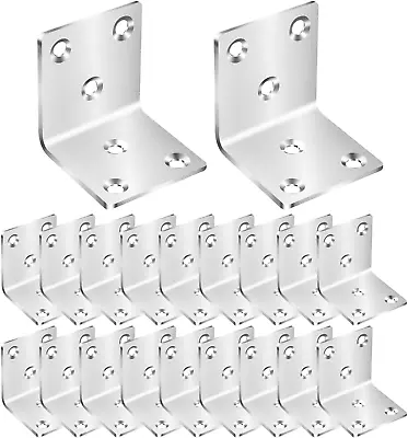 20 PCS Stainless Steel Corner Brace 2 Inch L Bracket Heavy Duty Metal Corner Bra • $32.52