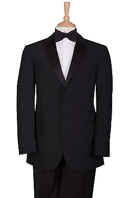 Tuxedo Black Tie Suit Dj 2 Piece Single Breasted Jacket & Trousers Mens Ex Hire • £69.99