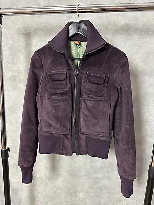 Dondup Corduroy Eggplant Multipocket Zip Women’s Jacket Size 40 • £92.45