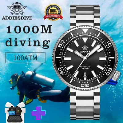 ADDIESDIVE 1000m Diver's Waterproof Mechanical Automatic Men's Watch Sapphire • $137.14