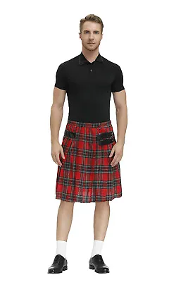 Mens Scottish Traditional Highland Tartan Kilt Fancy Dress Skirt Halloween  • £15.99