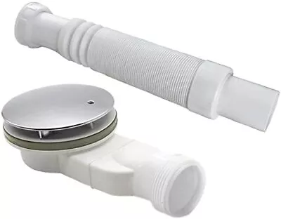 MIQU 90mm Fast Flow Waste Trap For Shower Tray With 80cm Flexible Connector Pipe • £16
