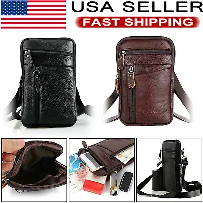 Men Leather Fashion Phone Pouch Belt Bag Shoulder Crossbody Waist Pack Handbag • $9.25
